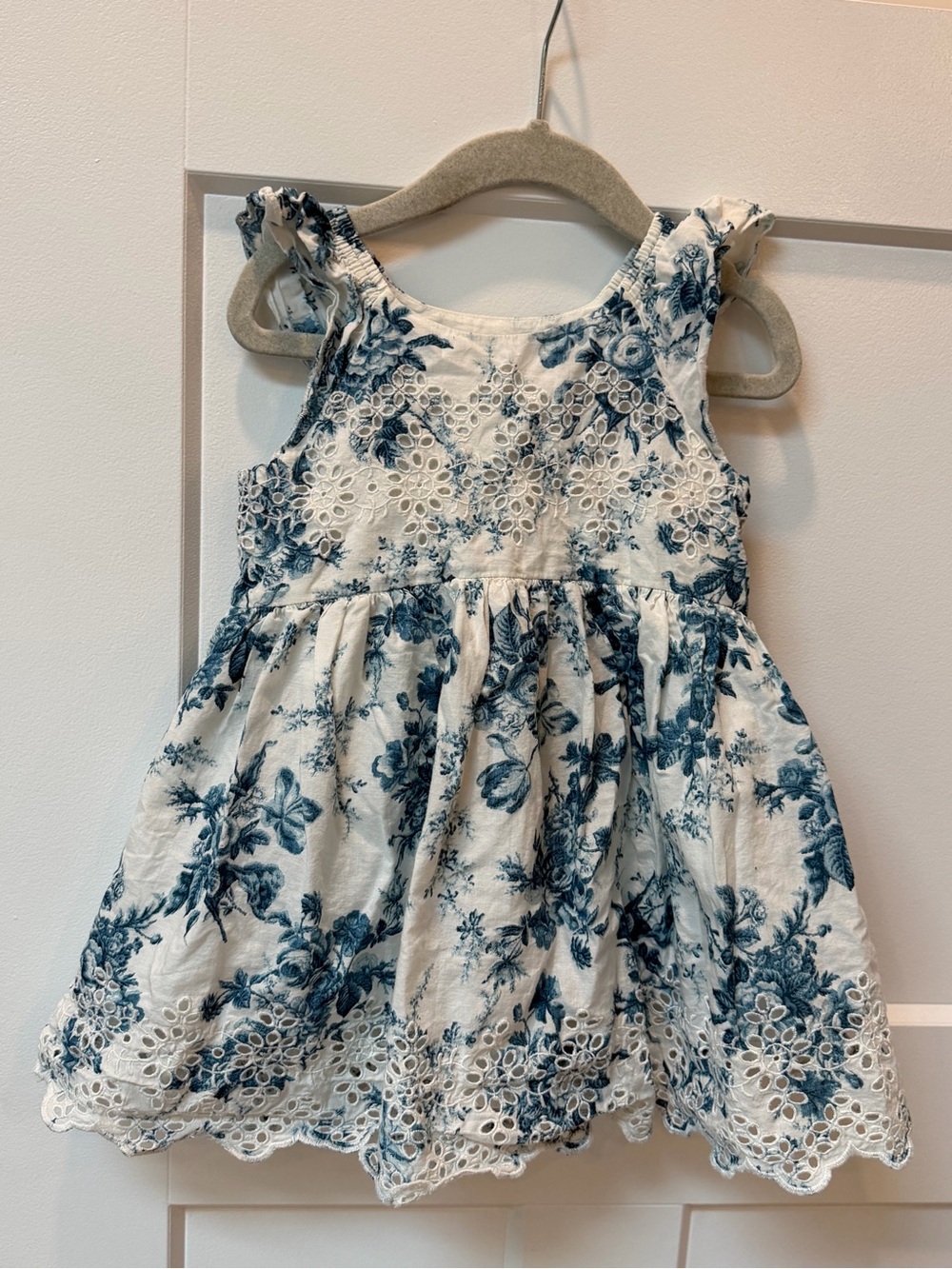Gap x LoveShackFancy Blue Floral Eyelet Dress 3T
